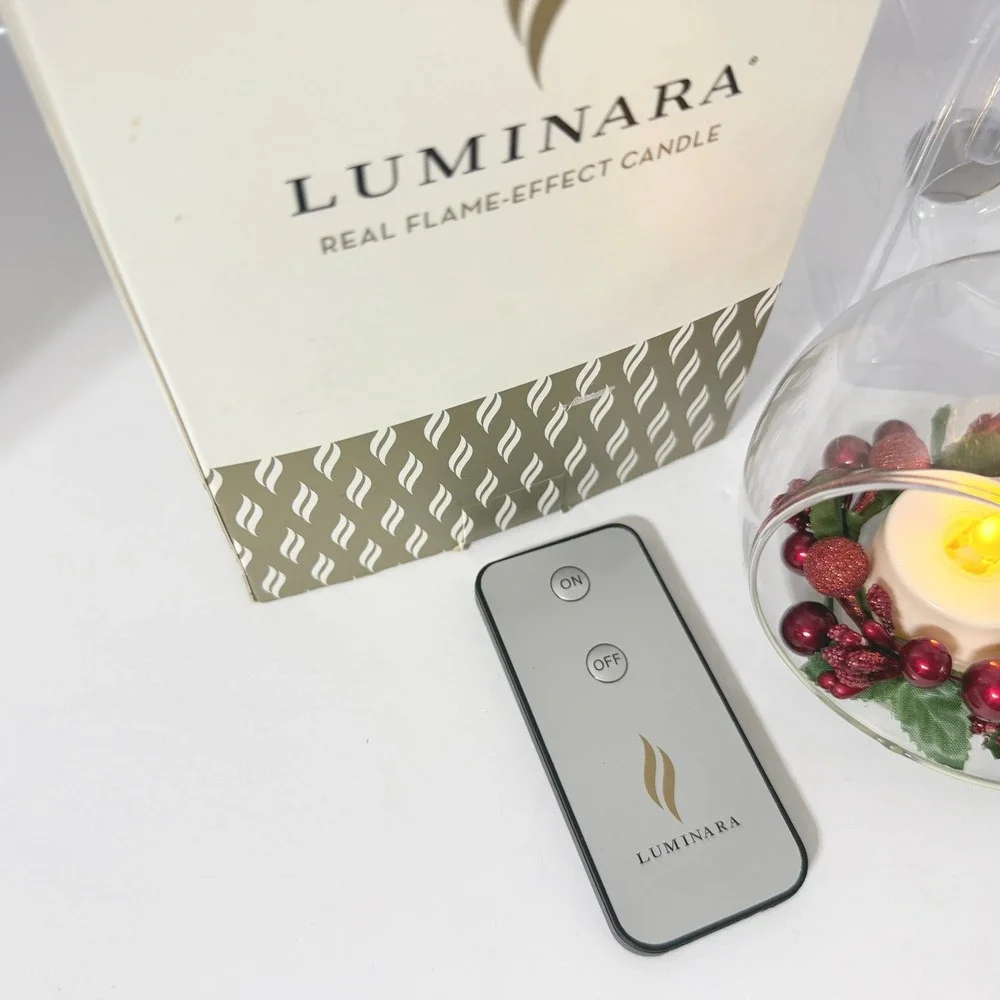 Luminara Real Flame Effect Flameless Tea Light Berry Globe Ornament Remote